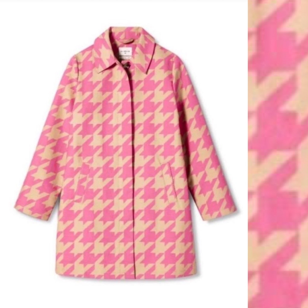 ISAAC MIZRAHI 20th Anniversary Collection Target PINK & Tan HOUNDSTOOTH JACKET S